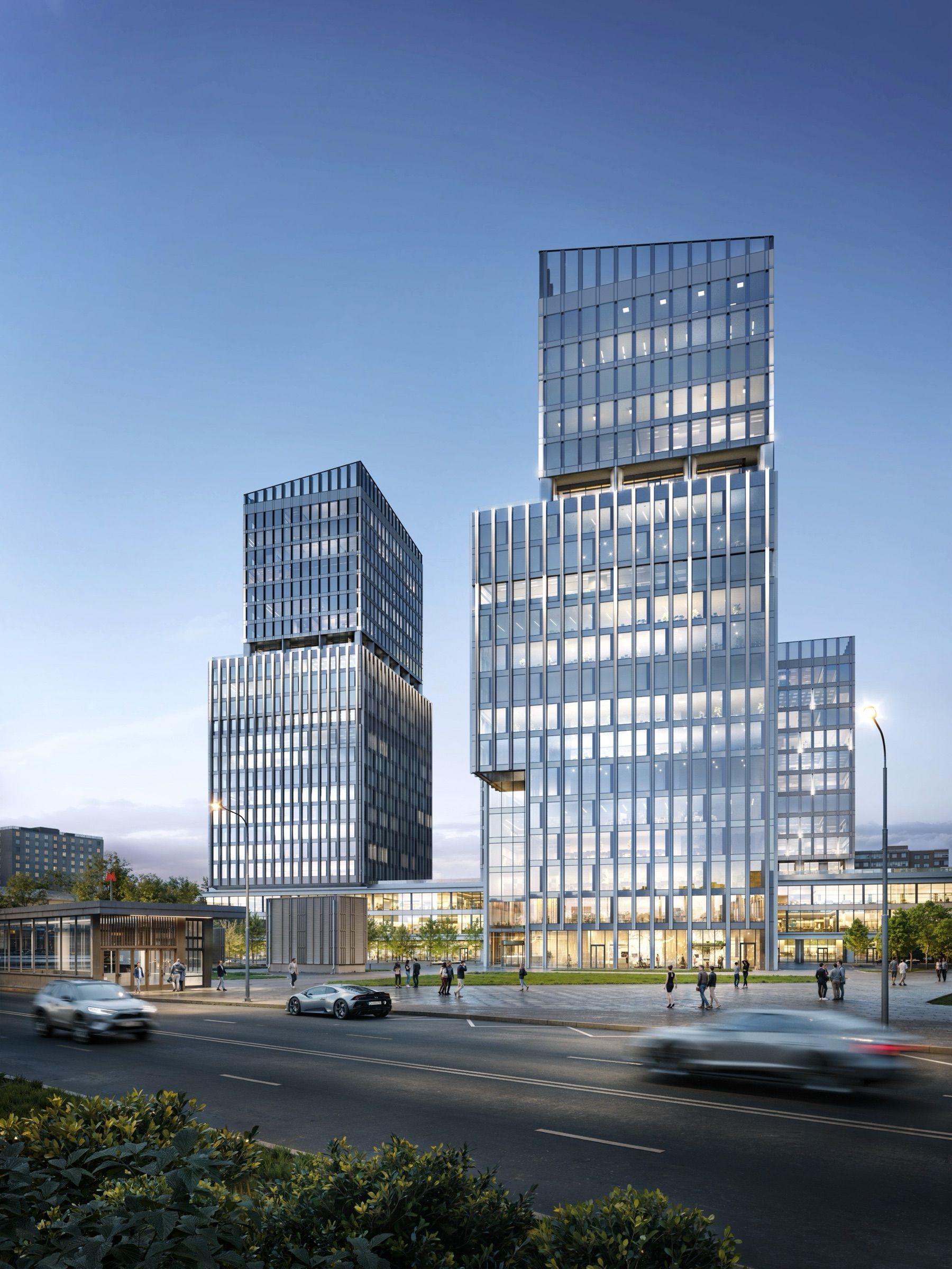 Three-Tower Business Quarter — architectural visualisation, frame 2
