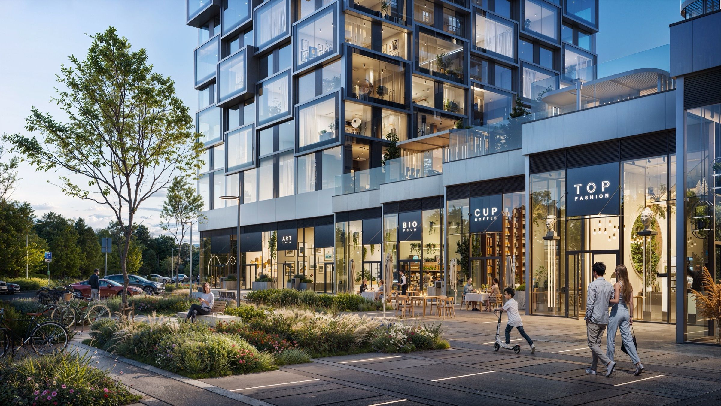 High-Rise Riverside Quarter — architectural visualisation, frame 3