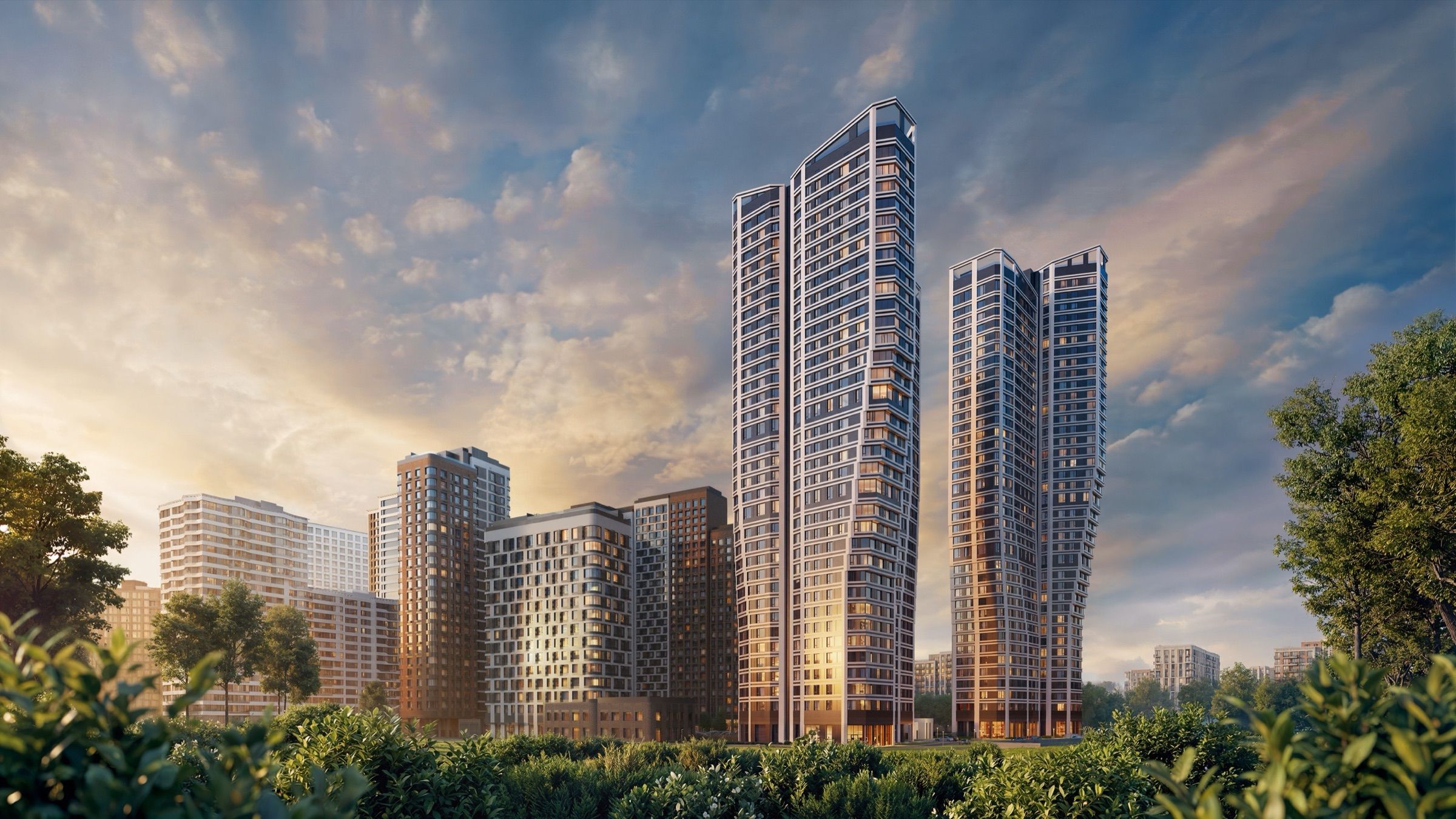 Park-Corridor City Quarter — architectural visualisation