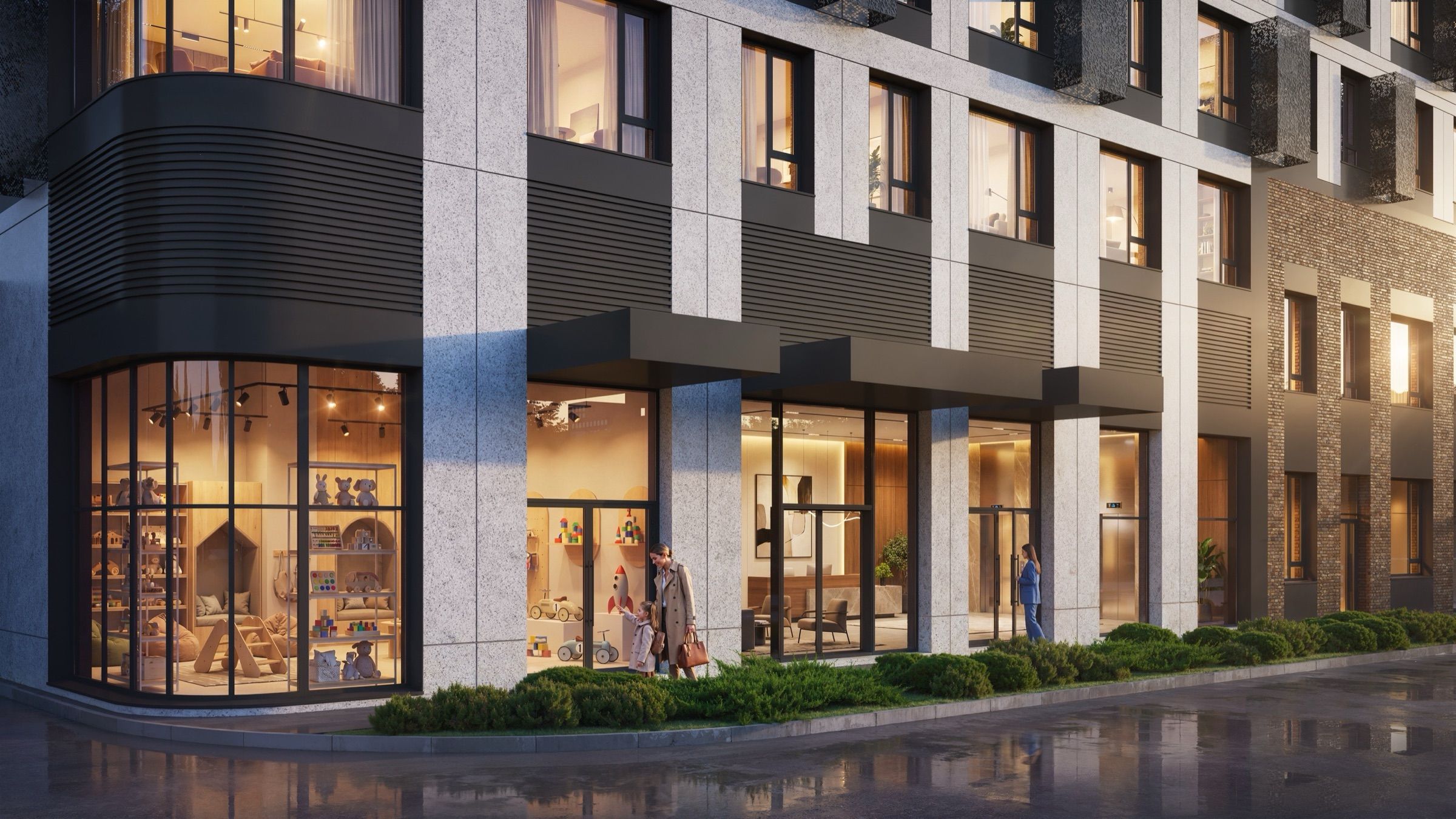 Park-Corridor City Quarter — architectural visualisation, frame 12