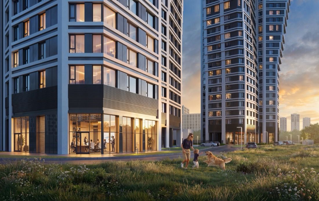 Park-Corridor City Quarter — architectural visualisation by Photoreal3d