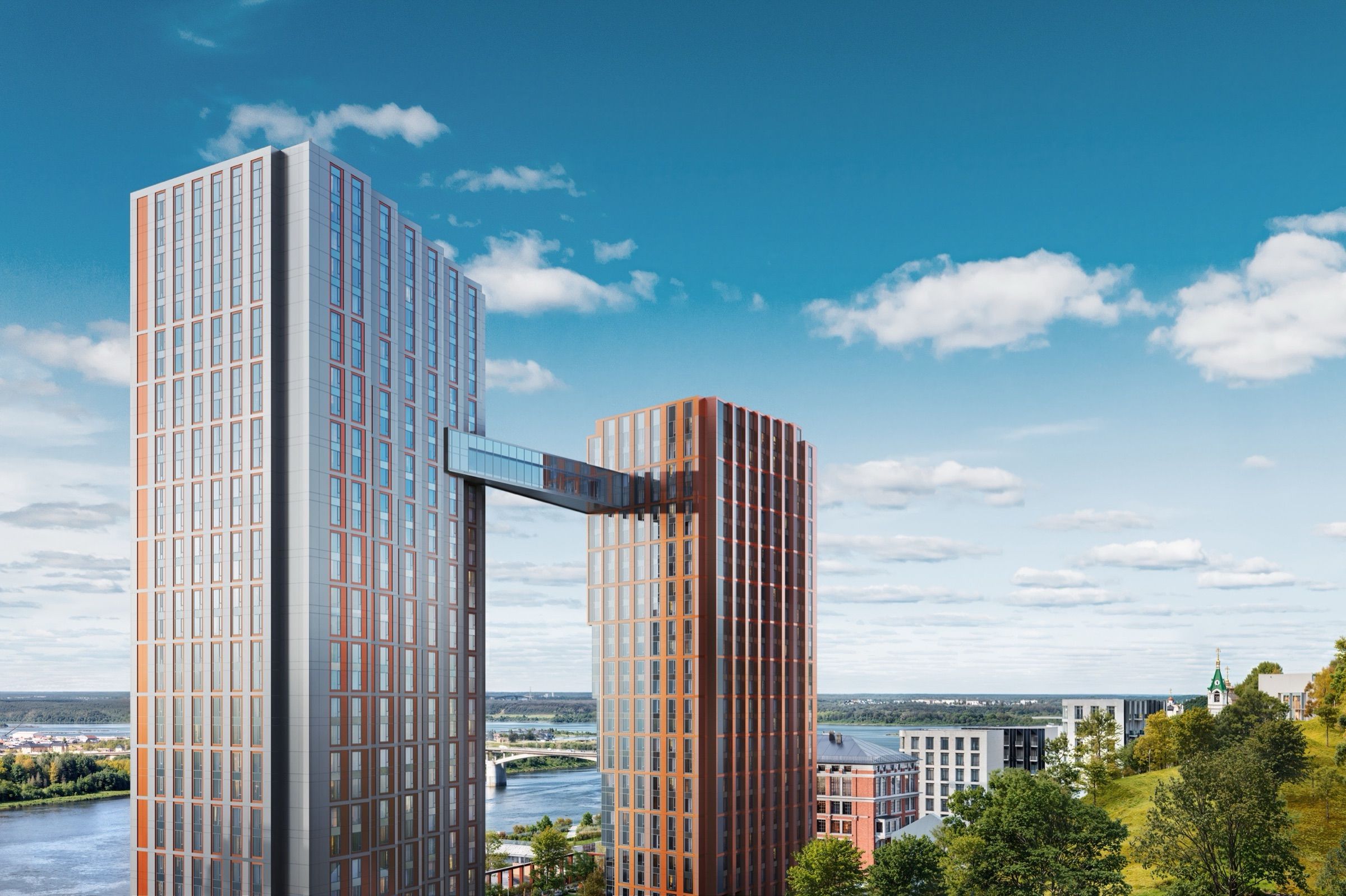 Riverfront Twin Towers — architectural visualisation, frame 3