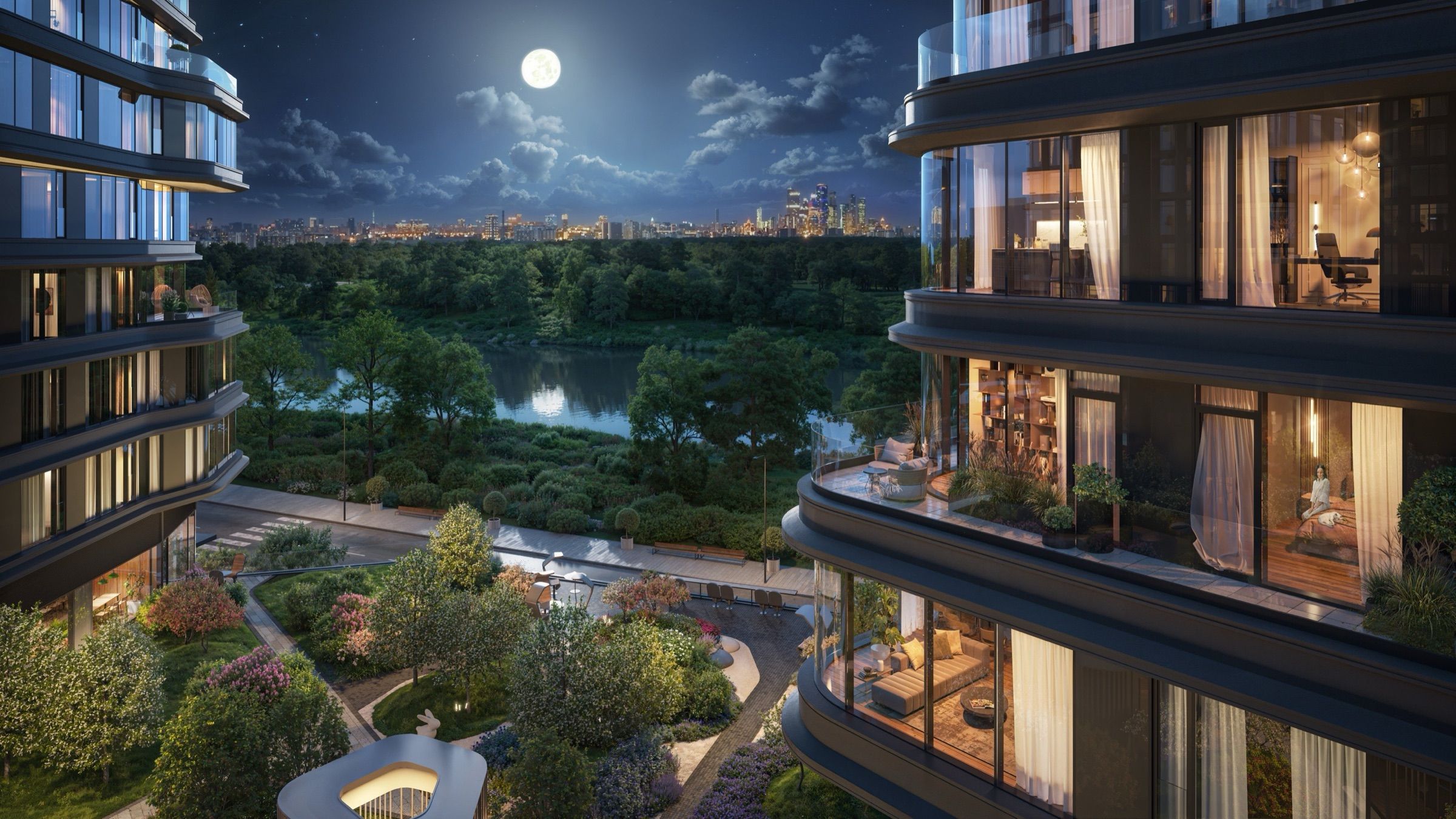 Riverside Residential Quarter — architectural visualisation, frame 30
