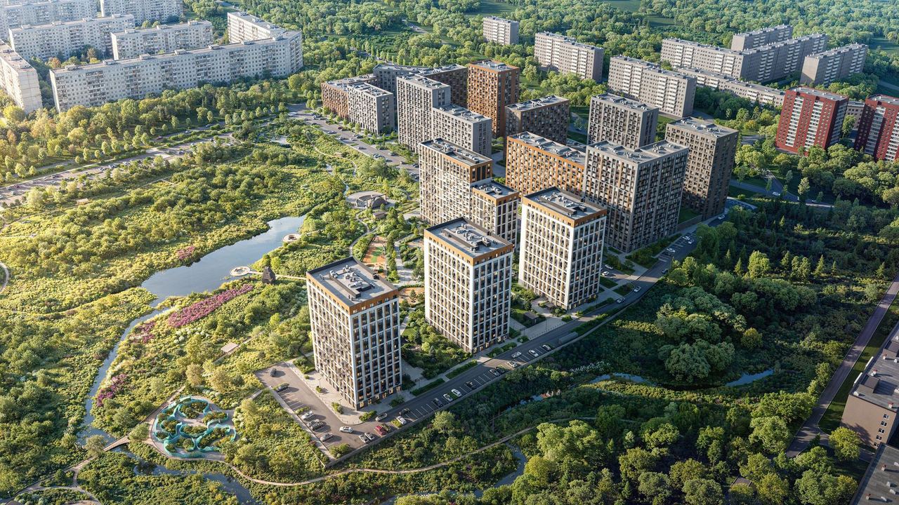 Park-side residential quarter — architectural visualisation by Photoreal3d