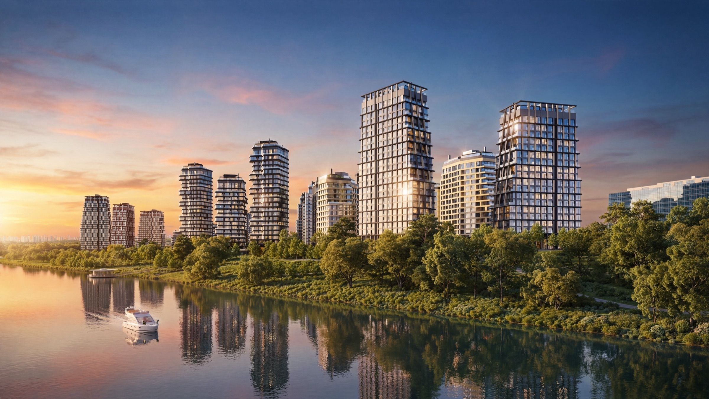 Waterfront Residential Quarter — architectural visualisation, frame 2