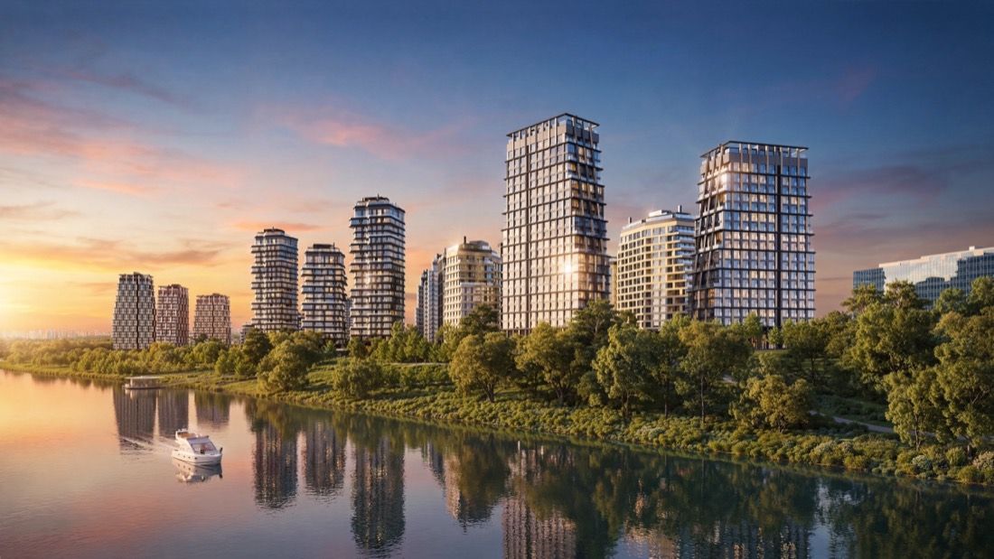 Waterfront Residential Quarter — architectural visualisation by Photoreal3d